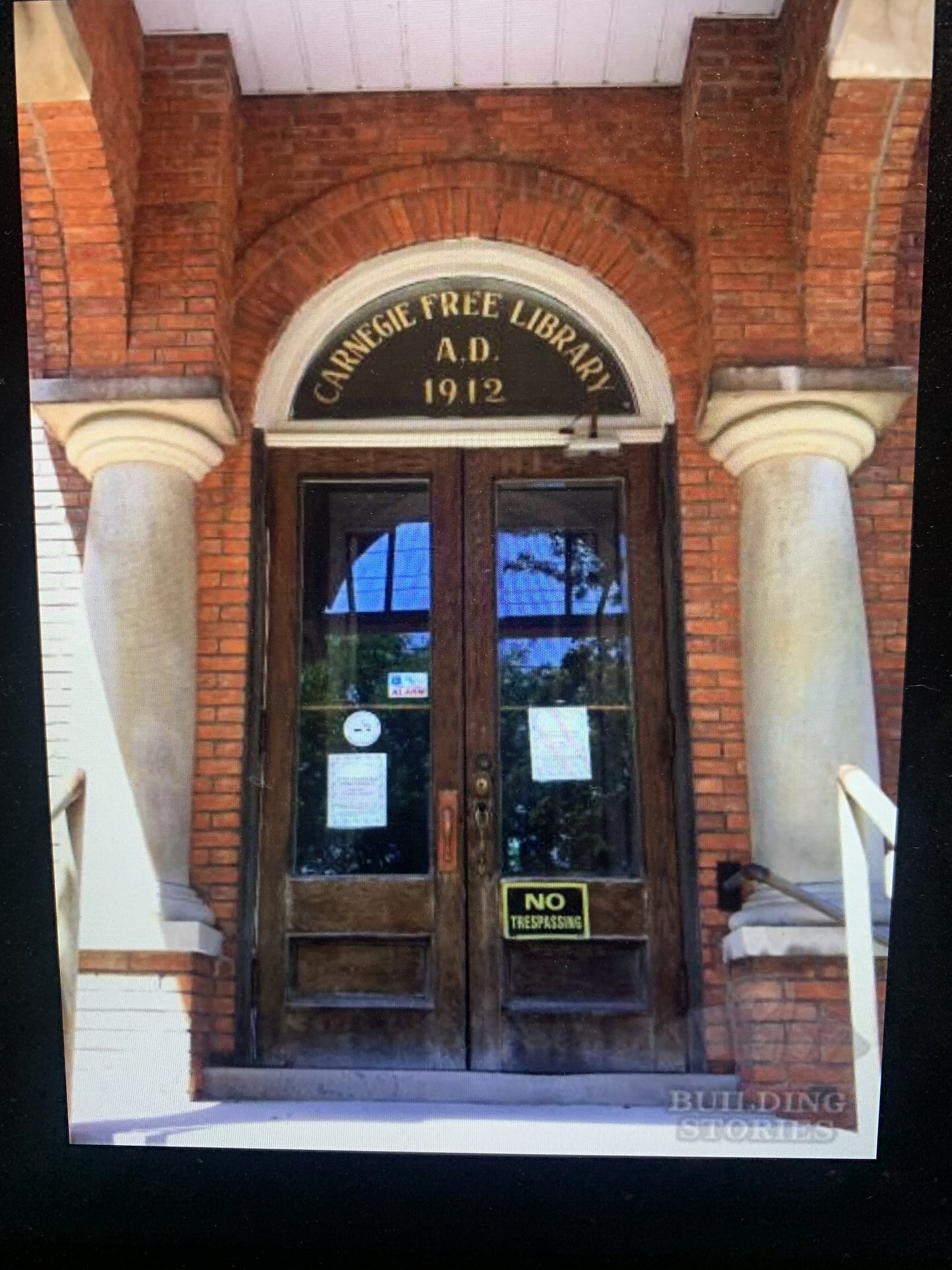 Carnegie Free Library 1912 entrance plaque